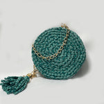 Green Printed Crochet Sling Bag