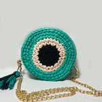 Evil Eye Sea Green Crochet Sling Bag