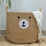 Bear Face Cotton Rope Laundry Basket 