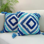 Blue and Ivory Boho Cushion Cover- Set of 2 - Casa Snug