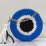 Blue Evil Eye Round Sling Bag with Chain - Casa Snug