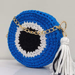 Blue Evil Eye Round Sling Bag with Chain - Casa Snug