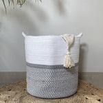 Foldable Grey White Laundry Basket with Handle - Casa Snug