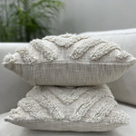 Geometric Cotton White Tufted Cushion Covers-Set of 2 - Casa Snug