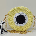 Lemon Yellow Evil Eye Round Sling Bag - Casa Snug