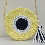 Lemon Yellow Evil Eye Round Sling Bag - Casa Snug