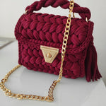 Maroon Cotton Crochet Sling Bag with Chain - Casa Snug